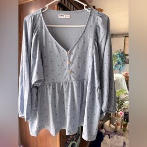 Brand new long sleeve top blue with flowers size L